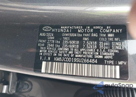 2025 Hyundai Tucson Hybrid Sel Convenience из США, поврежденный, VIN KM8JCDD19SU266484